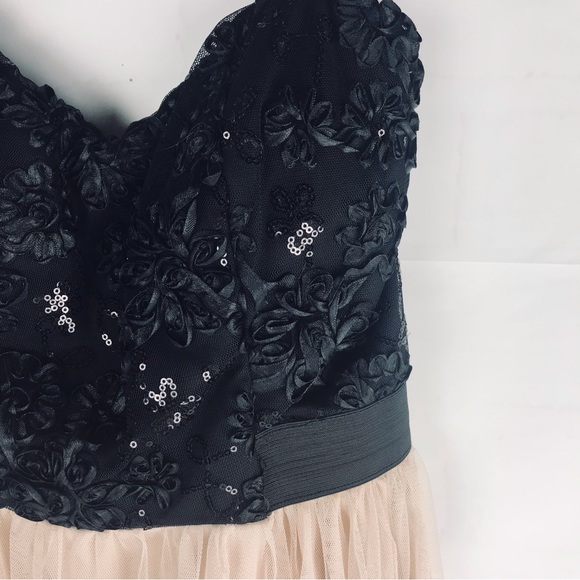 NWT: Mystic- Womens Peach tool an Black sequins Dress-szMedium - Picture 3 of 9